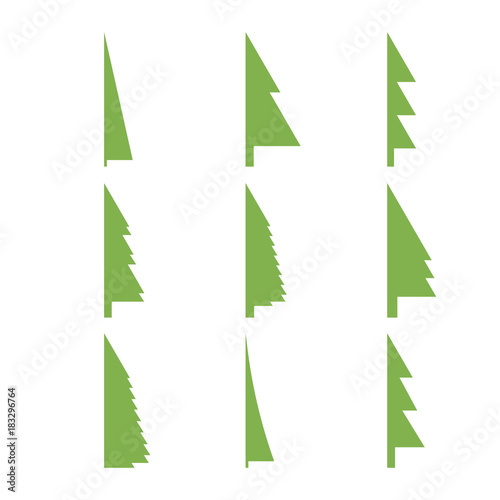 Stylized christmas tree half icons set illustration