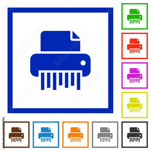 Office shredder flat framed icons