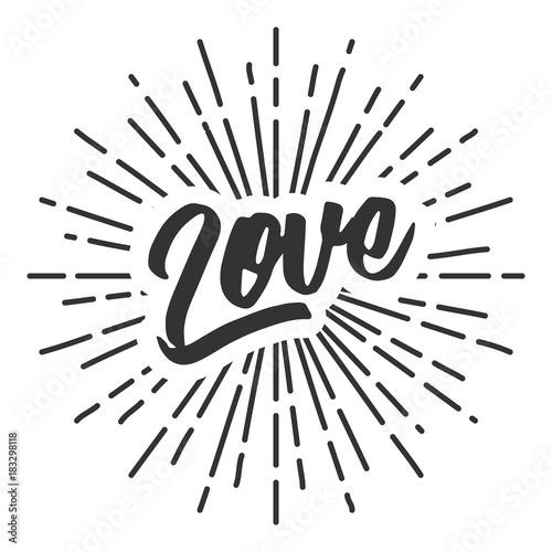 love text typography sun circle retro vintage design