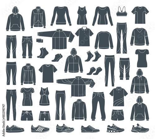 Icons of clothes for sports and workouts