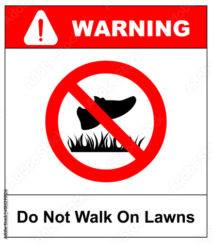 Do not step on grass sign, do not walk on lawns. Vector illustration isolated on white.