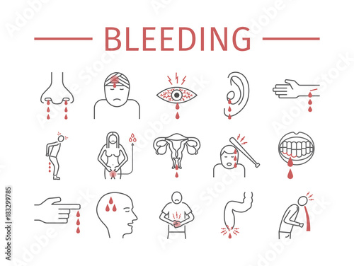 Bleeding line icons set. Infographic. Vector signs for web graphics.
