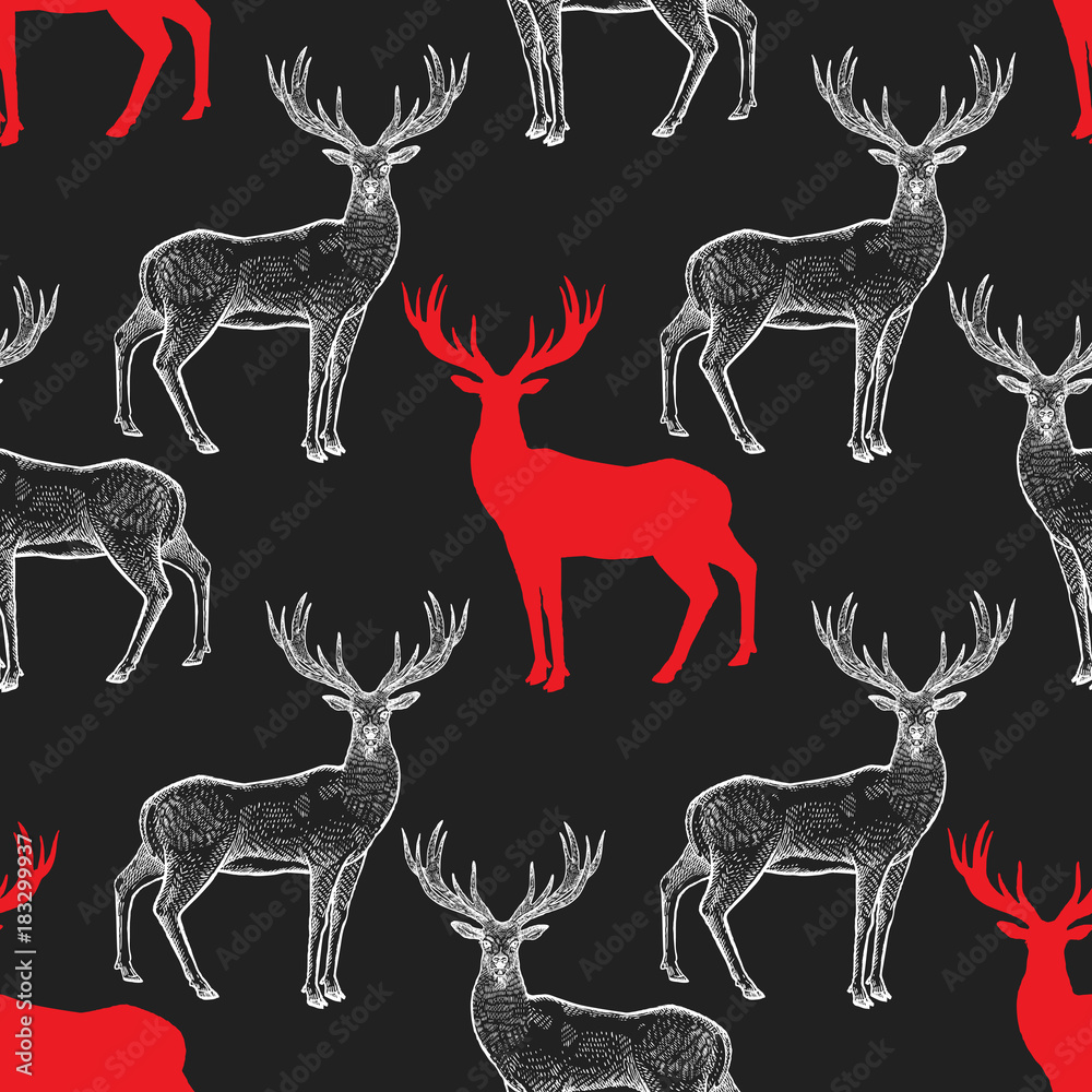 Fototapeta premium Seamless pattern with deer.