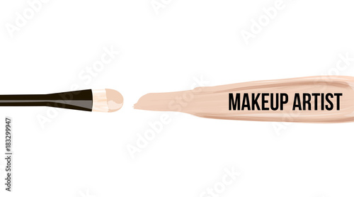 Makeup design template logo for makeup artist. Cosmetic Logo concept of liquid foundation and lipstick smear strokes. Elegant vector template Business card