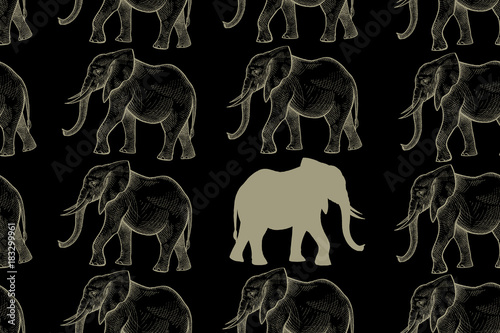 Seamless pattern with elephants.