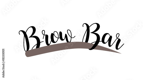 Brow bar hand drawn lettering logo. Vector illustration template. Vector logo for beauty studio brow bar, Female Eyebrow Illustration Isolated