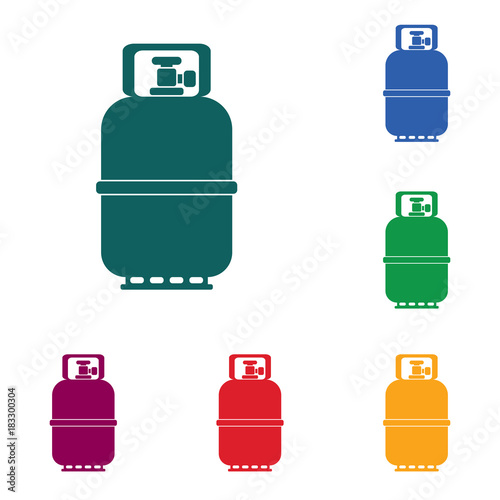 Camping gas bottle icon. Flat icon isolated