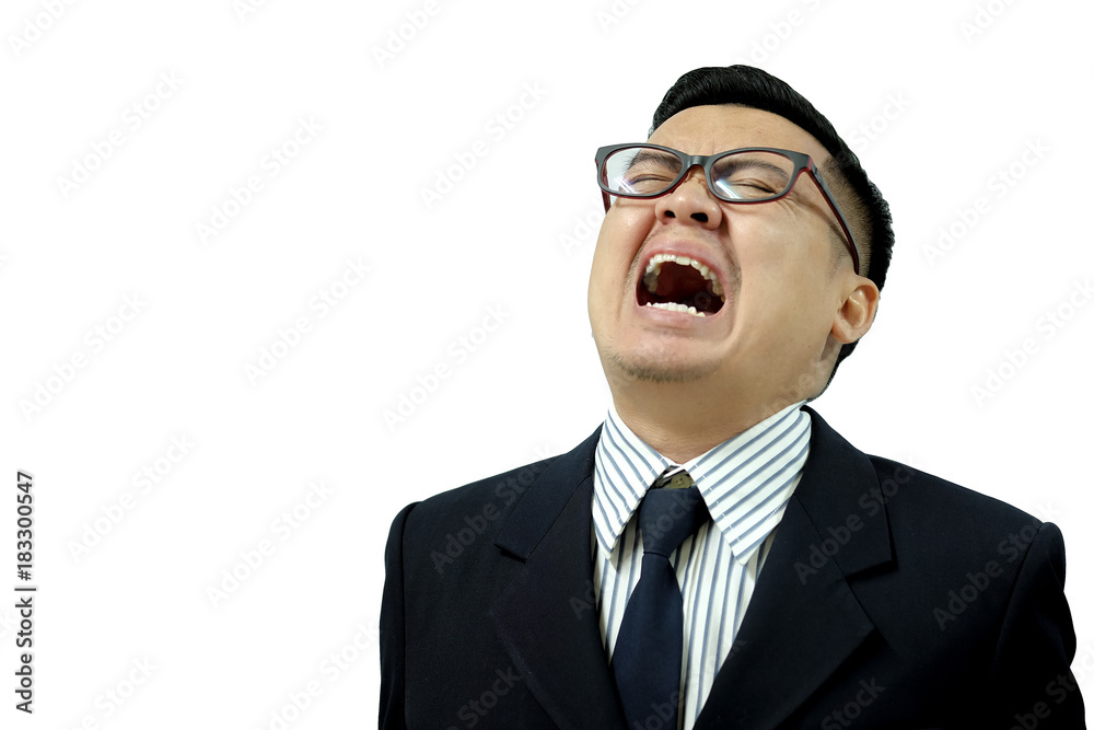 Business men grieve over stress and disappointed like mad Business men grieve over stress and disappointed like mad