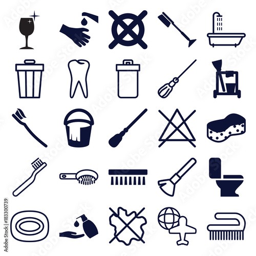 Set of 25 clean filled and outline icons