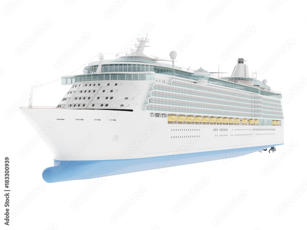Beautiful huge cruise ship isolated on white background. 3D rendering