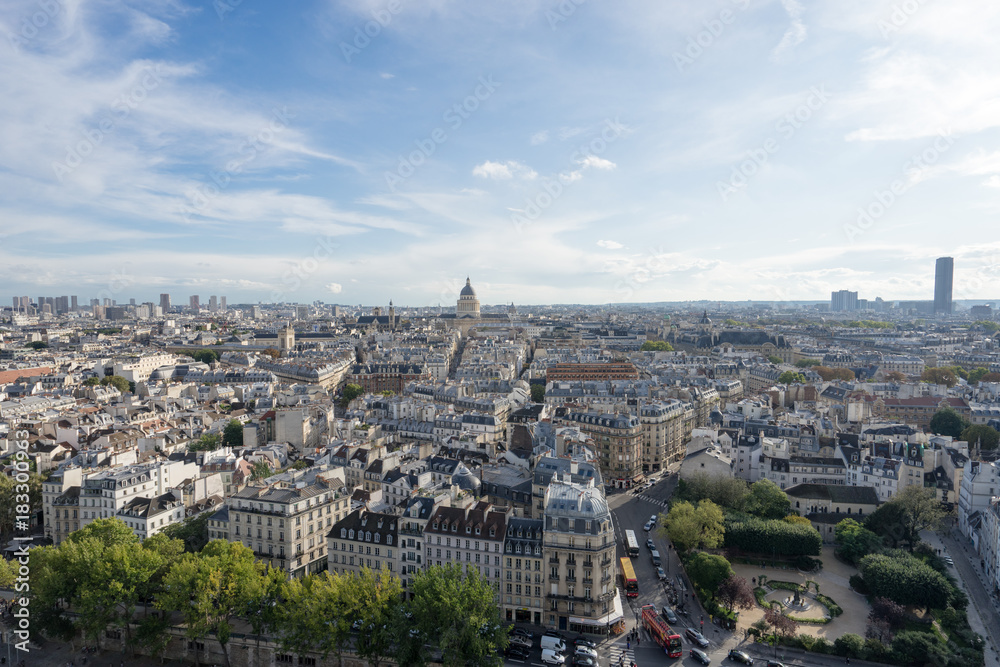 ノートルダム大聖堂から見るパリ市街の風景