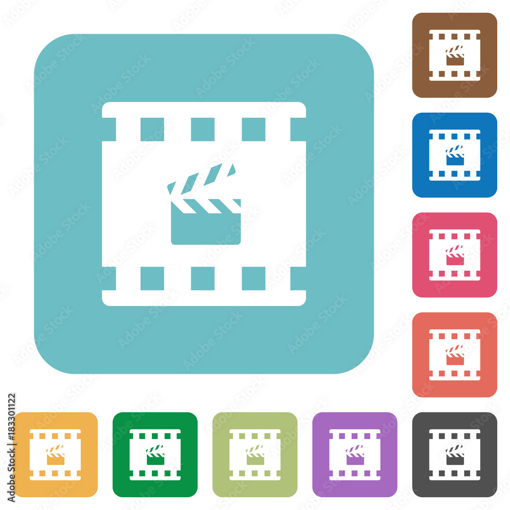 Movie production rounded square flat icons Movie production rounded square flat icons