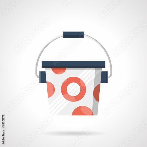 Bucket of protein powder flat color vector icon