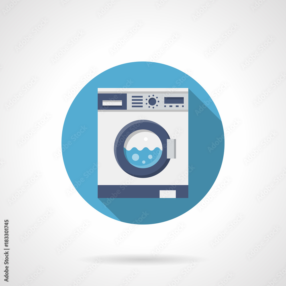 Washing clothes flat round vector icon Washing clothes flat round vector icon