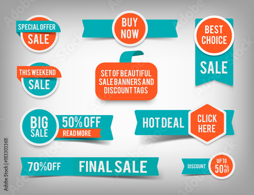 Set of banner elements, vector offer tag collection, discount label design, sale web coupons promotion badge icons retail sign collection, best price business poster