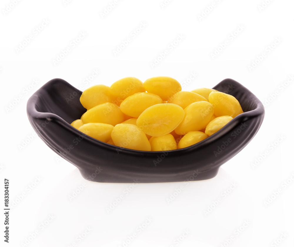 Ginkgo in bowl on white background Ginkgo in bowl on white background