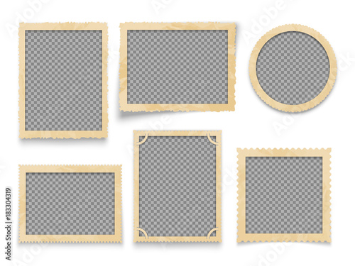 Vintage photo frames isolated. Vector antique picture borders collection