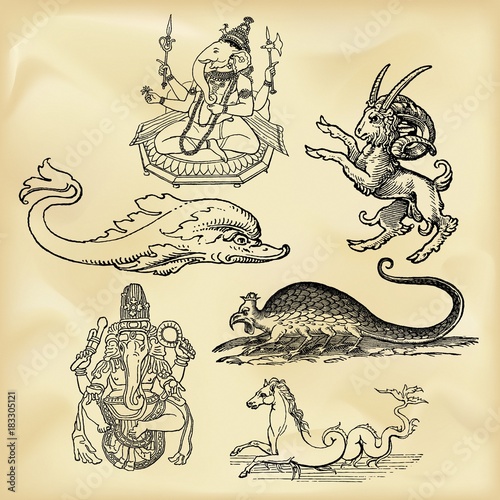 Vintage mythological creatures