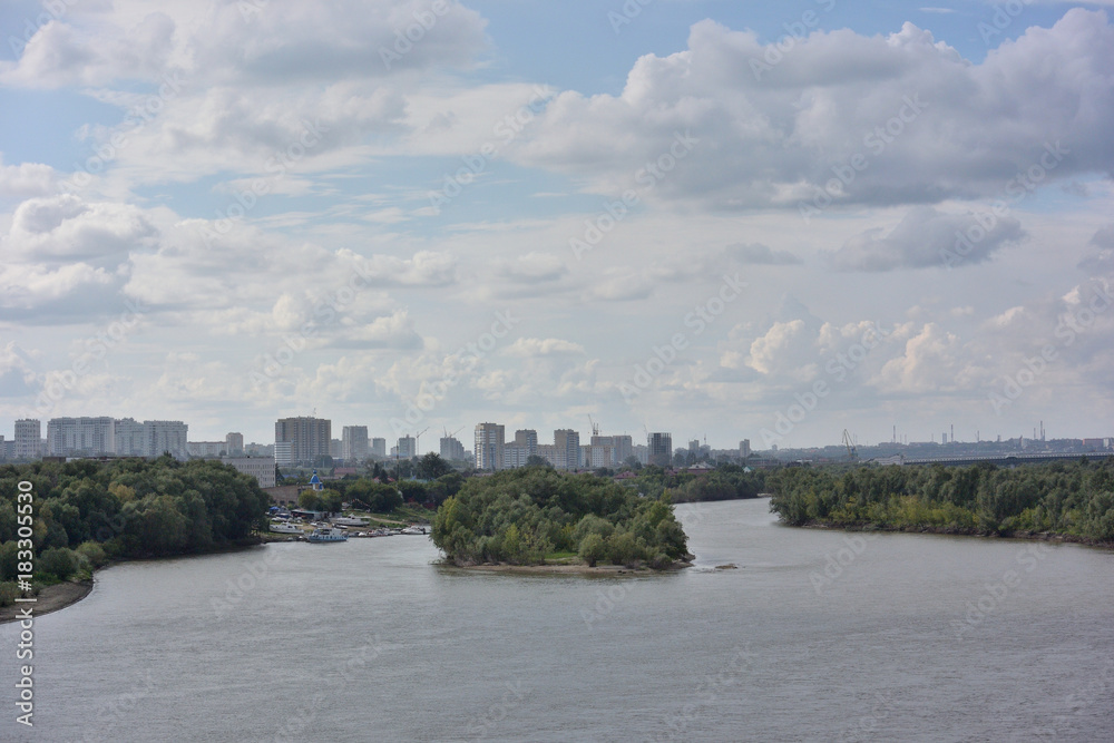 View of Irtysh River divides the city into two parts Omsk