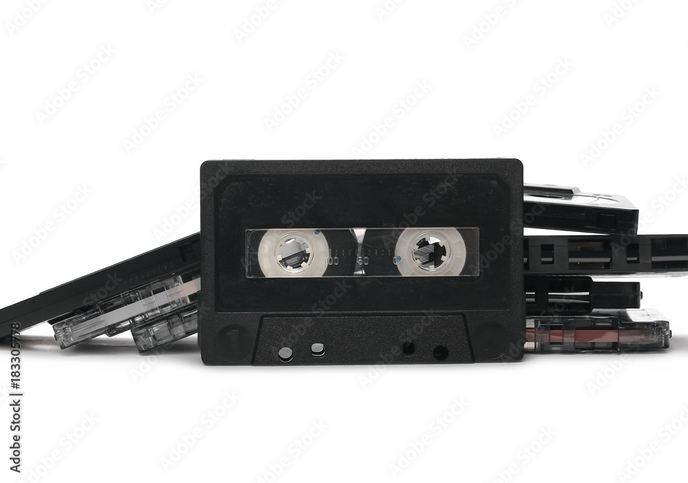 Obraz premium Vintage video cassette - VHS tape, isolated on white background