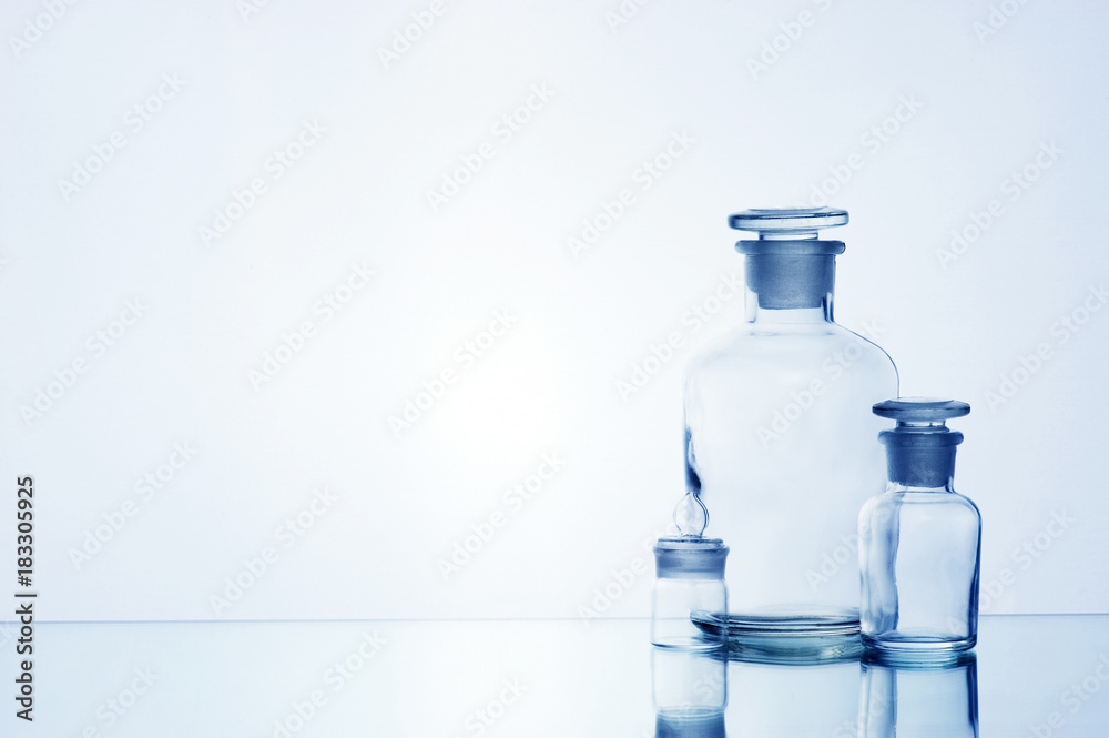 Various medicine transparent glass bottles