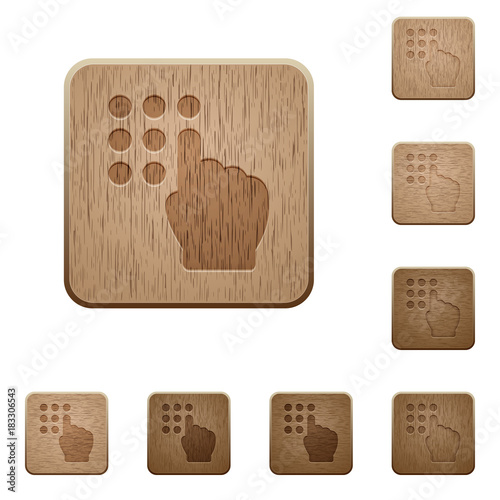 Typing security code wooden buttons