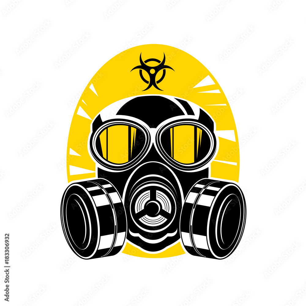 gas mask with lenses and a hood, sign chemical hazard Stock Vector | Adobe  Stock