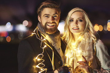 Portrait of in love couple at new year