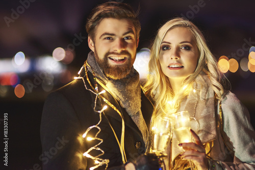 Portrait of in love couple at new year
