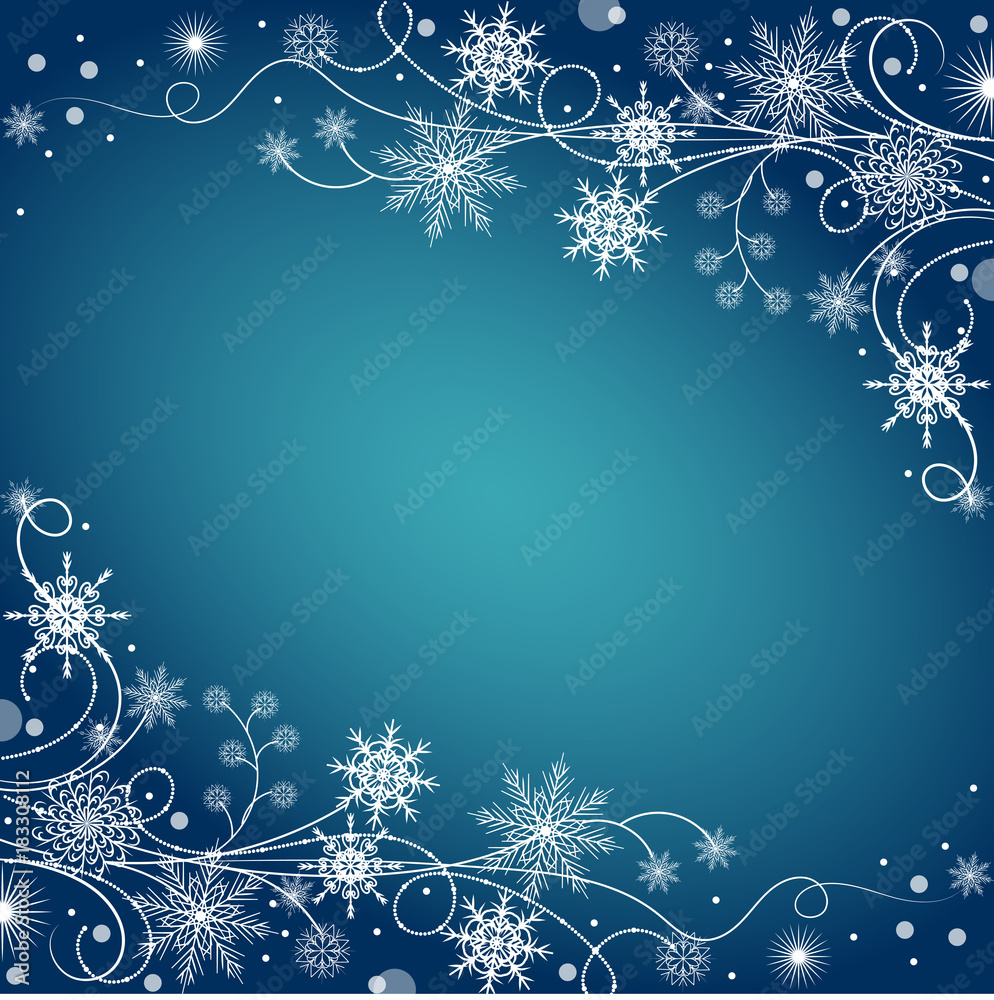 Fototapeta premium Beautiful winter frame made of snowflakes