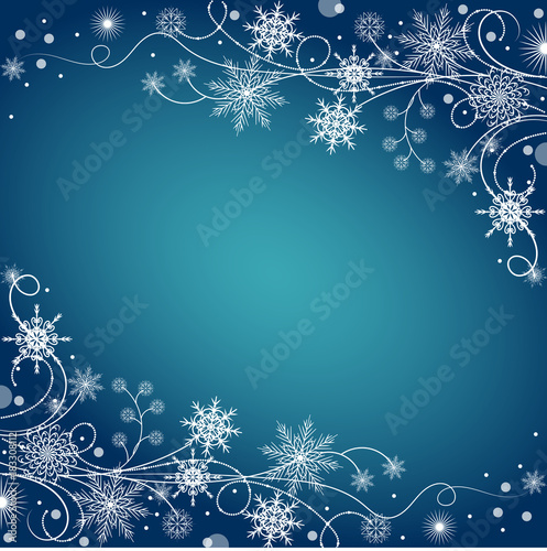 Beautiful winter frame made of snowflakes