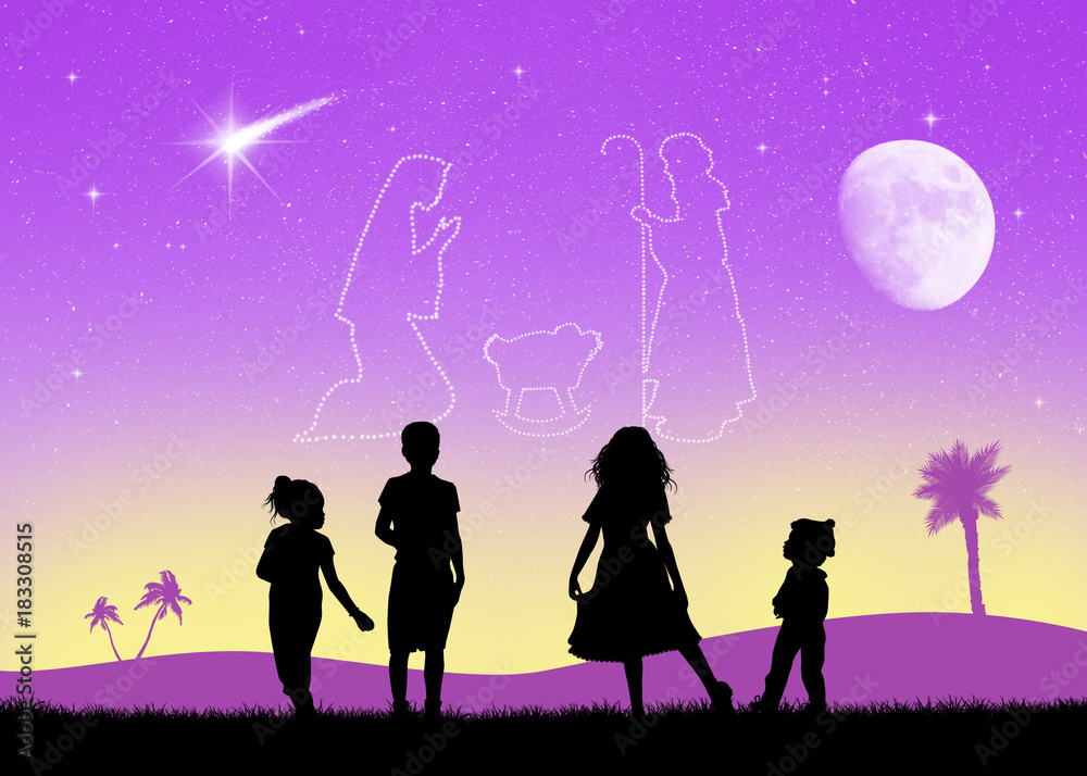 Christmas Nativity scene in the sky Christmas Nativity scene in the sky
