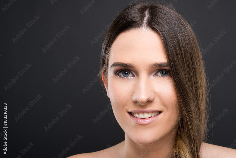 Portrait of pretty woman with beautiful face Portrait of pretty woman with beautiful face