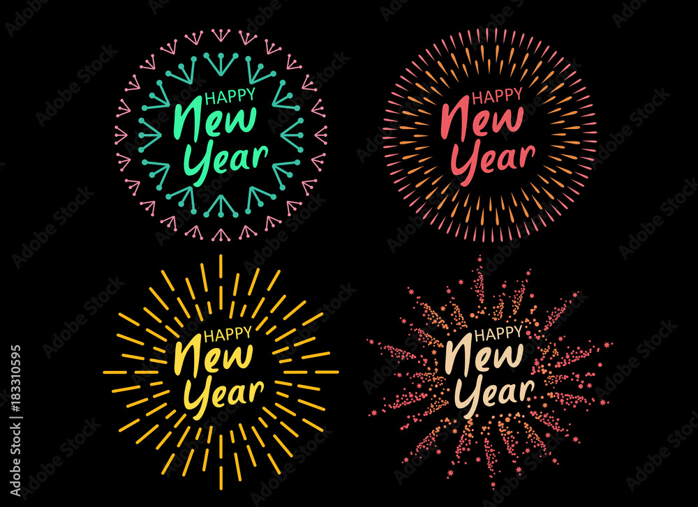 Fototapeta premium Happy New 2018 Year. Holiday Vector Illustration With Festive Typographic Composition.