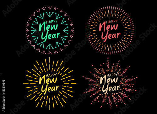 Happy New 2018 Year. Holiday Vector Illustration With Festive Typographic Composition. photo