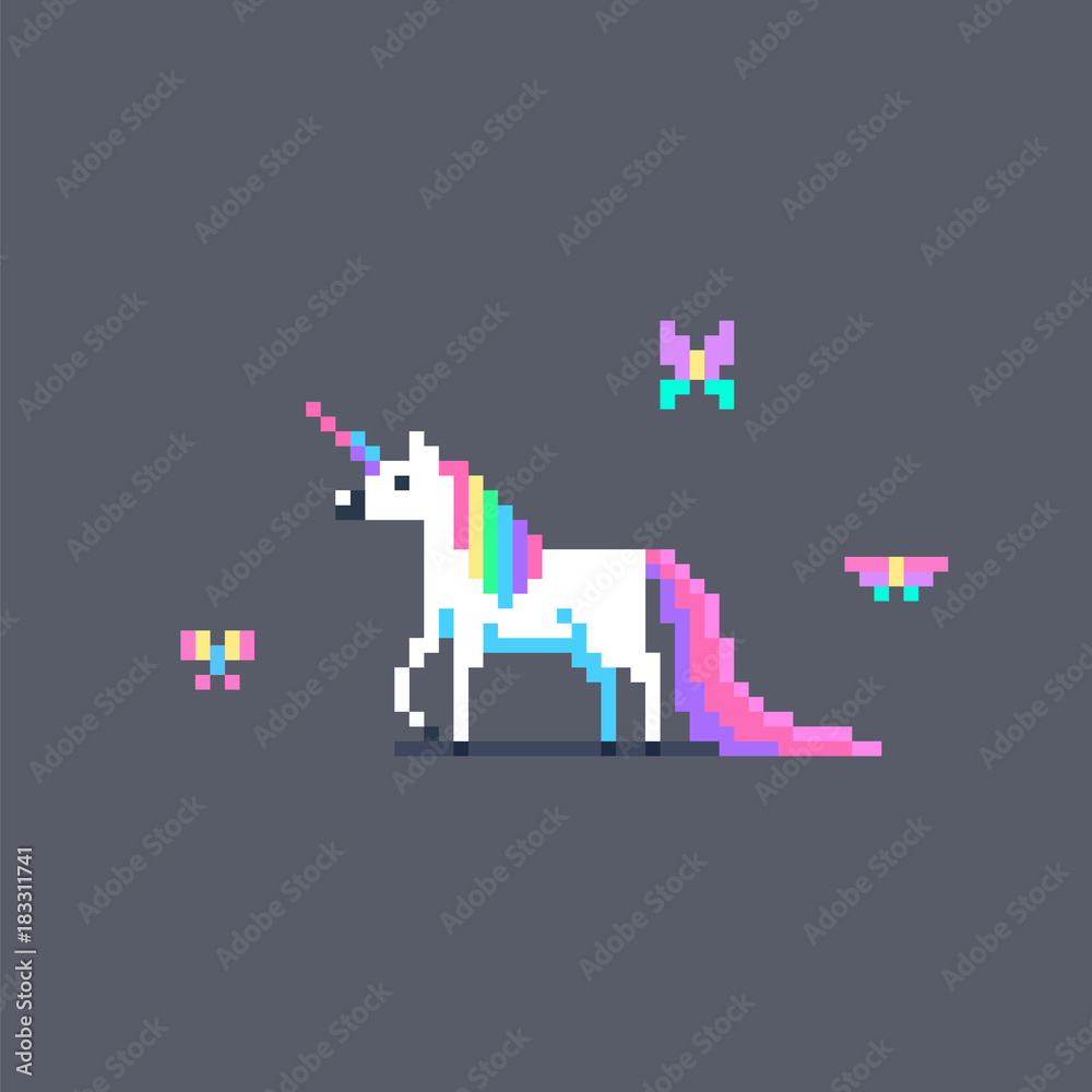 Pixel art cute unicorn