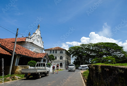 Streets at old colonial Fort Galle in Sri Lanka photo