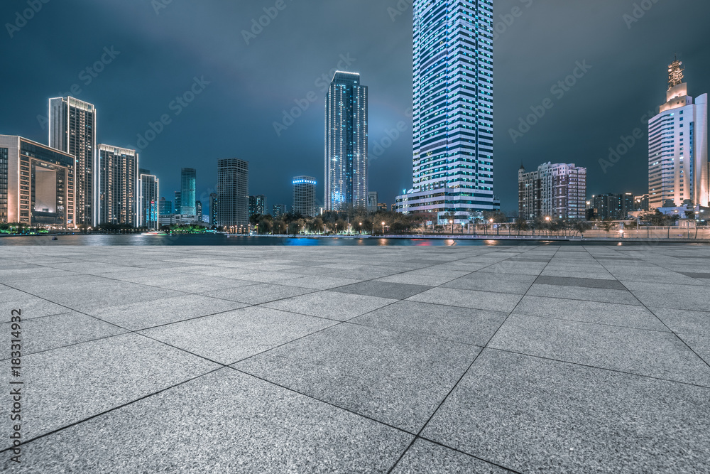 view of waterfront downtown skyline in tianjin, china
