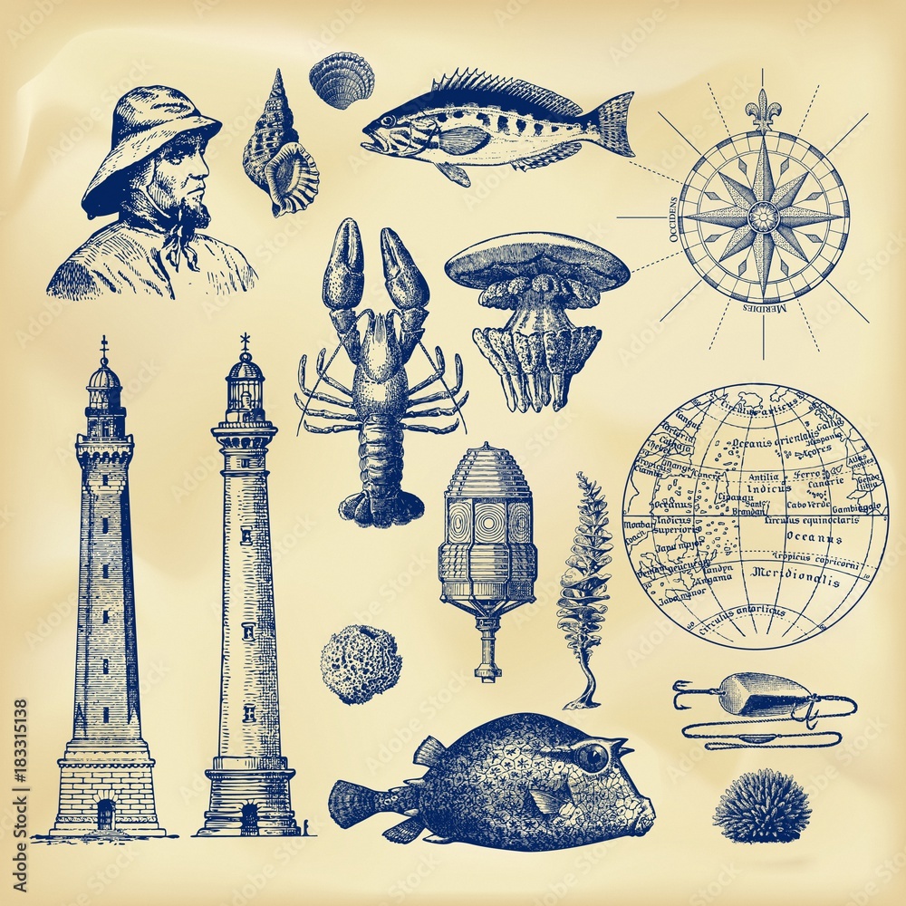 Obraz premium Vintage nautical collection