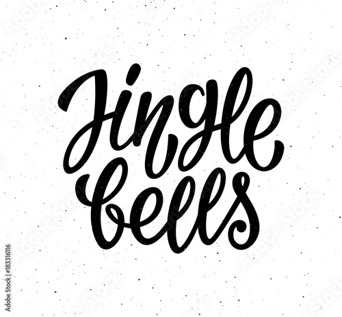 Jingle Bells calligraphy lettering text on white background with vintage paper texture. Retro greeting card for Christmas and New Year. holidays Vector illustration