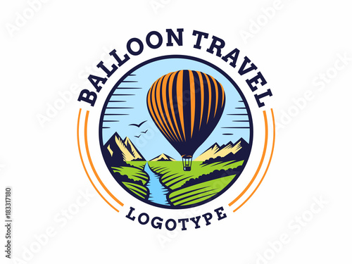 Balloon travel logo - vector illustration, emblem design on white background