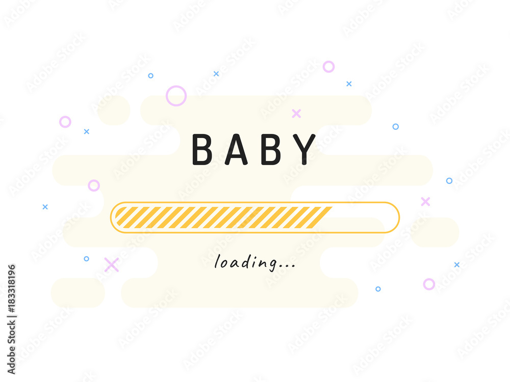 Baby loading - vector illustration. Light yellow background.