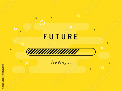 Future loading - vector illustration. Yellow background.