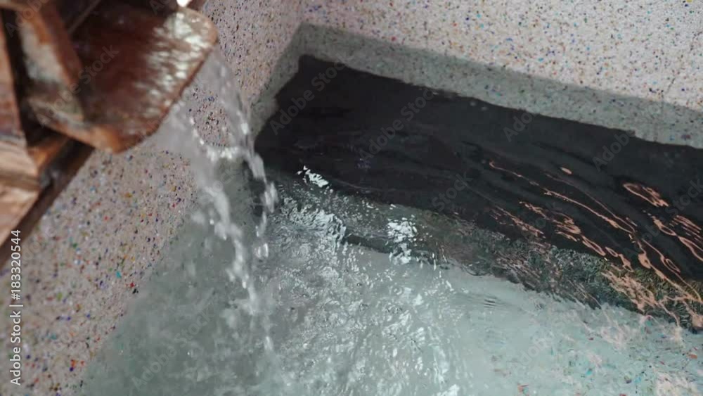 Japan natural mineral hot spring flows