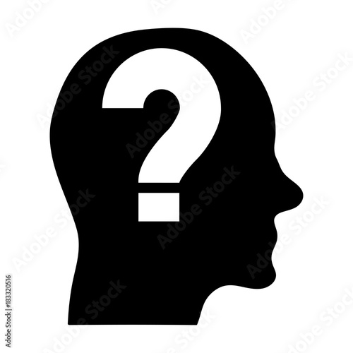 male profile with question symbol