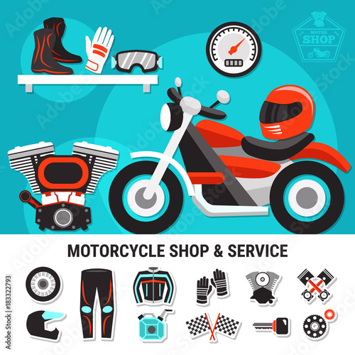 Motorcycle Shop And Service Illustration 
