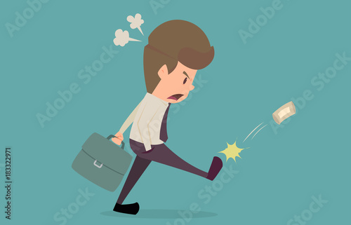 Businessman edgy with the bad situation.cartoon of business success is the concept of the man characters business, the mood of people, can be used as a background, infographic. vector illustration