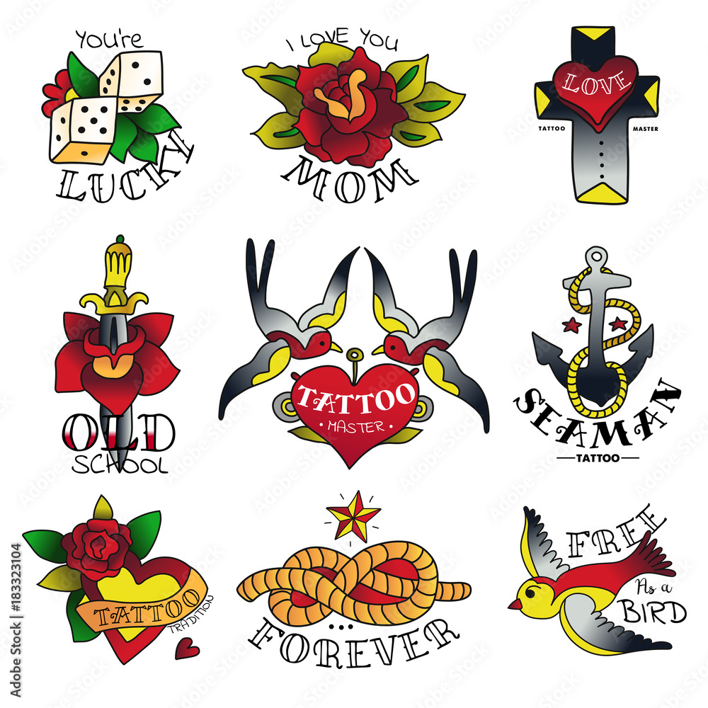 Old Tattooing School Emblems