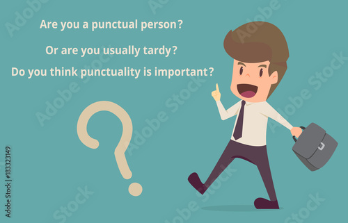 Businessman with rule punctual discipline time.cartoon of business success is the concept of the man characters business, can be used as a background, banner, infographic. vector illustration