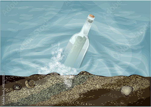 bottle in water